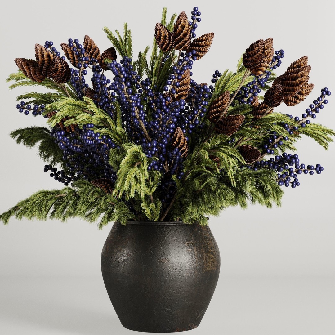 Christmas Bouquet 3D Model – Decorative Dry Flowers, FBX, OBJ - View 3