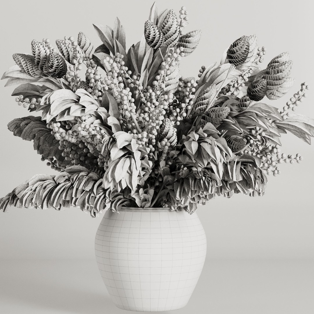 Christmas Bouquet 3D Model – Decorative Dry Flowers, FBX, OBJ - View 4