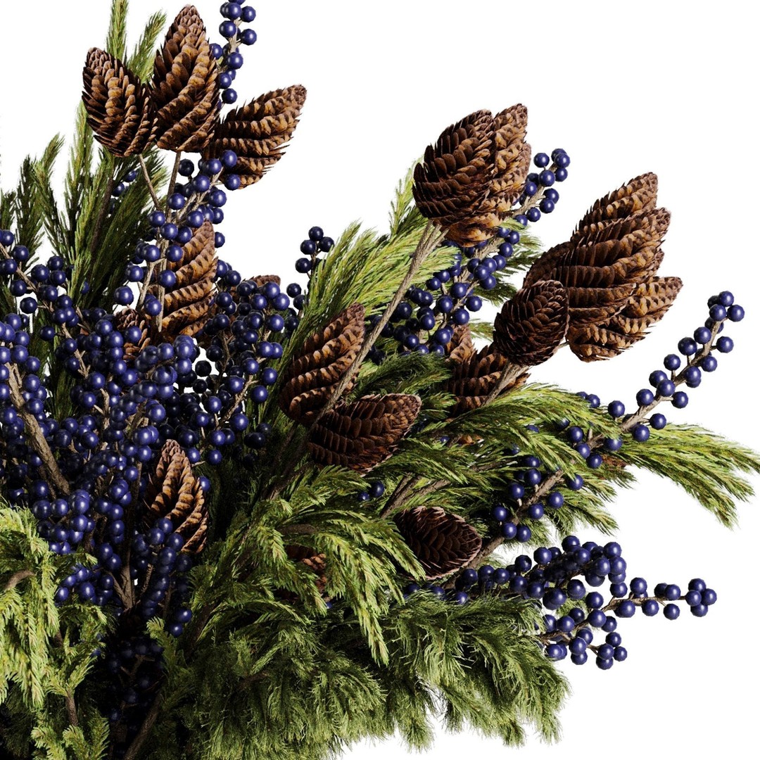 Christmas Bouquet 3D Model – Decorative Dry Flowers, FBX, OBJ - View 6