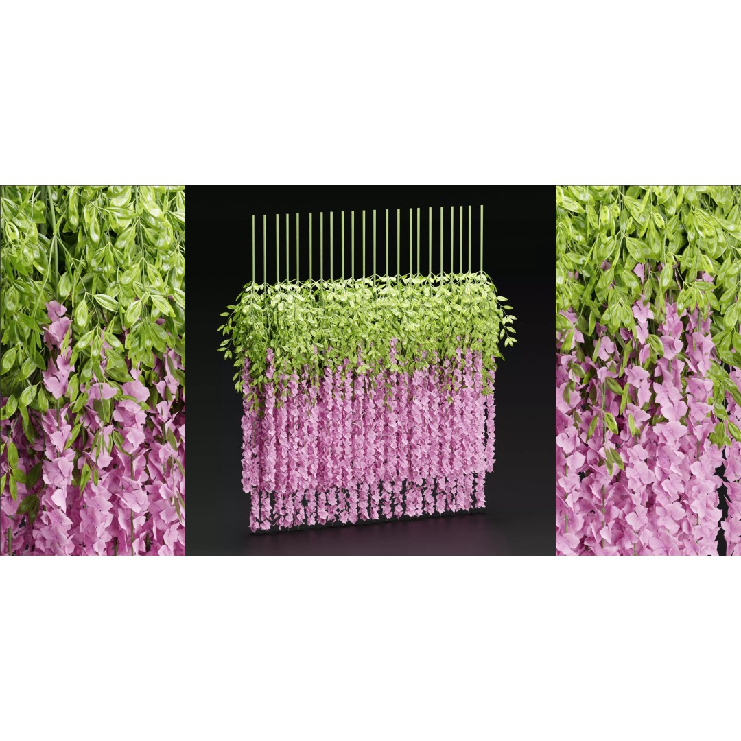 Artificial Hanging Flowers 3D Model – PBR Blender Asset, Indoor/Outdoor - View 2