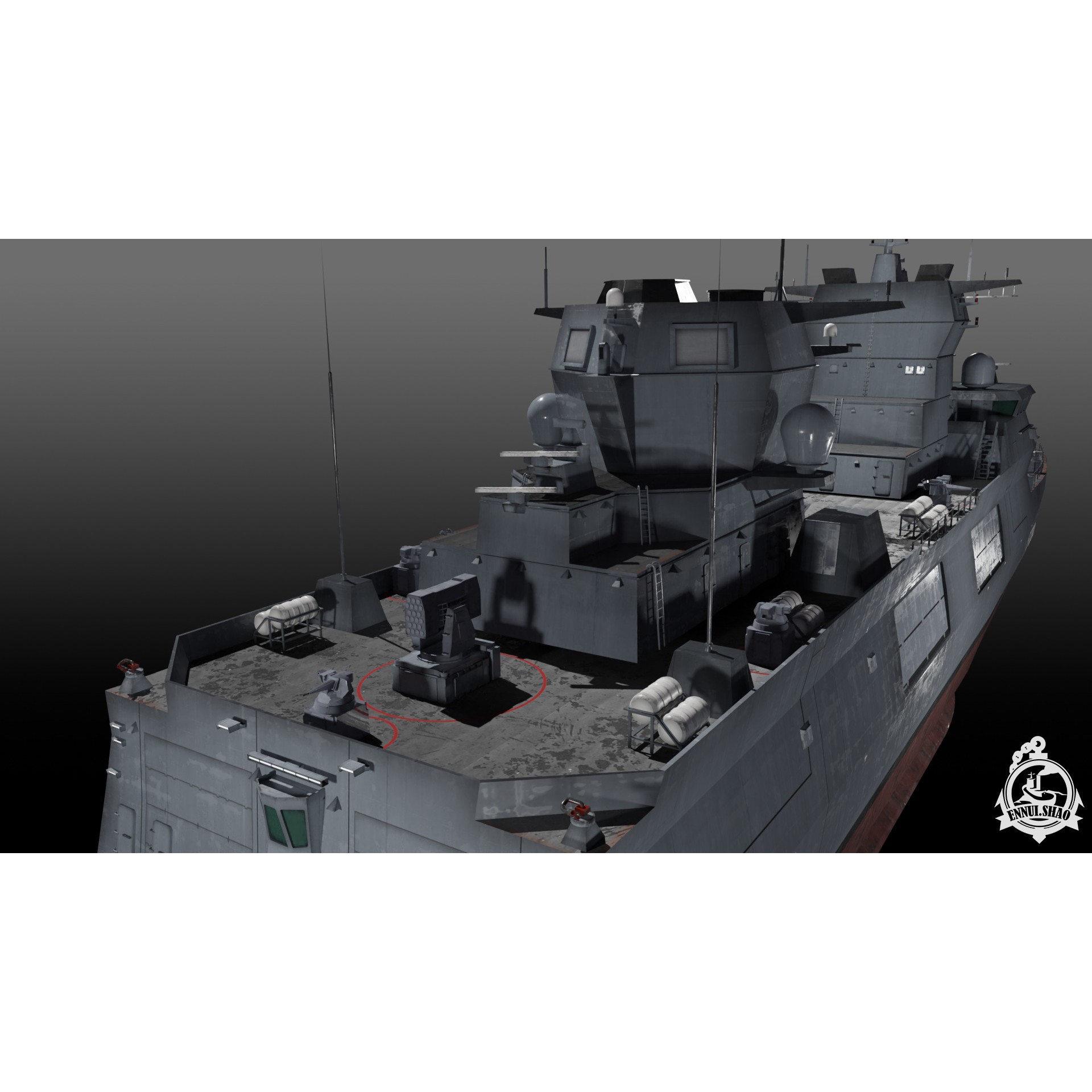 F125 Baden-Württemberg Class Frigate - Low-Poly Game-Ready 3D Model - View 10