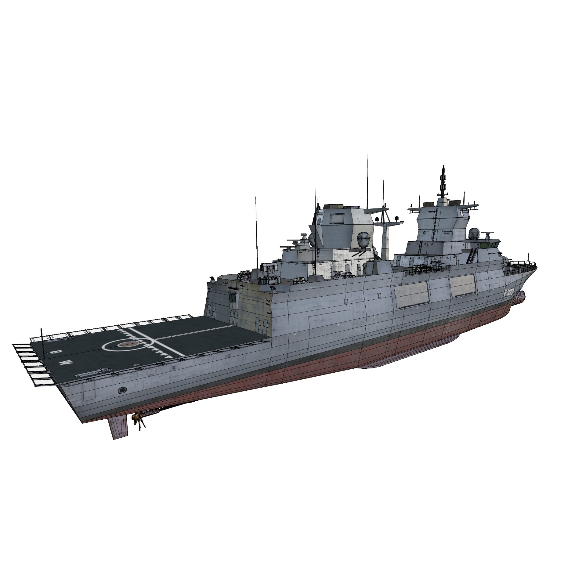 F125 Baden-Württemberg Class Frigate - Low-Poly Game-Ready 3D Model - View 11