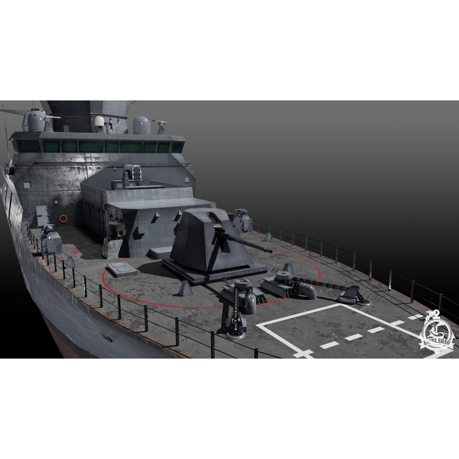 F125 Baden-Württemberg Class Frigate - Low-Poly Game-Ready 3D Model - View 8