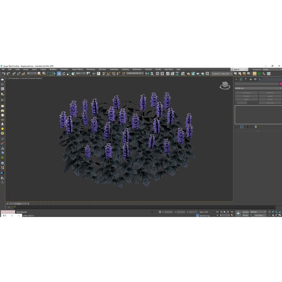 Ajuga Black Scallop 3D Model – Low Poly Game-Ready Plant, FBX - View 9