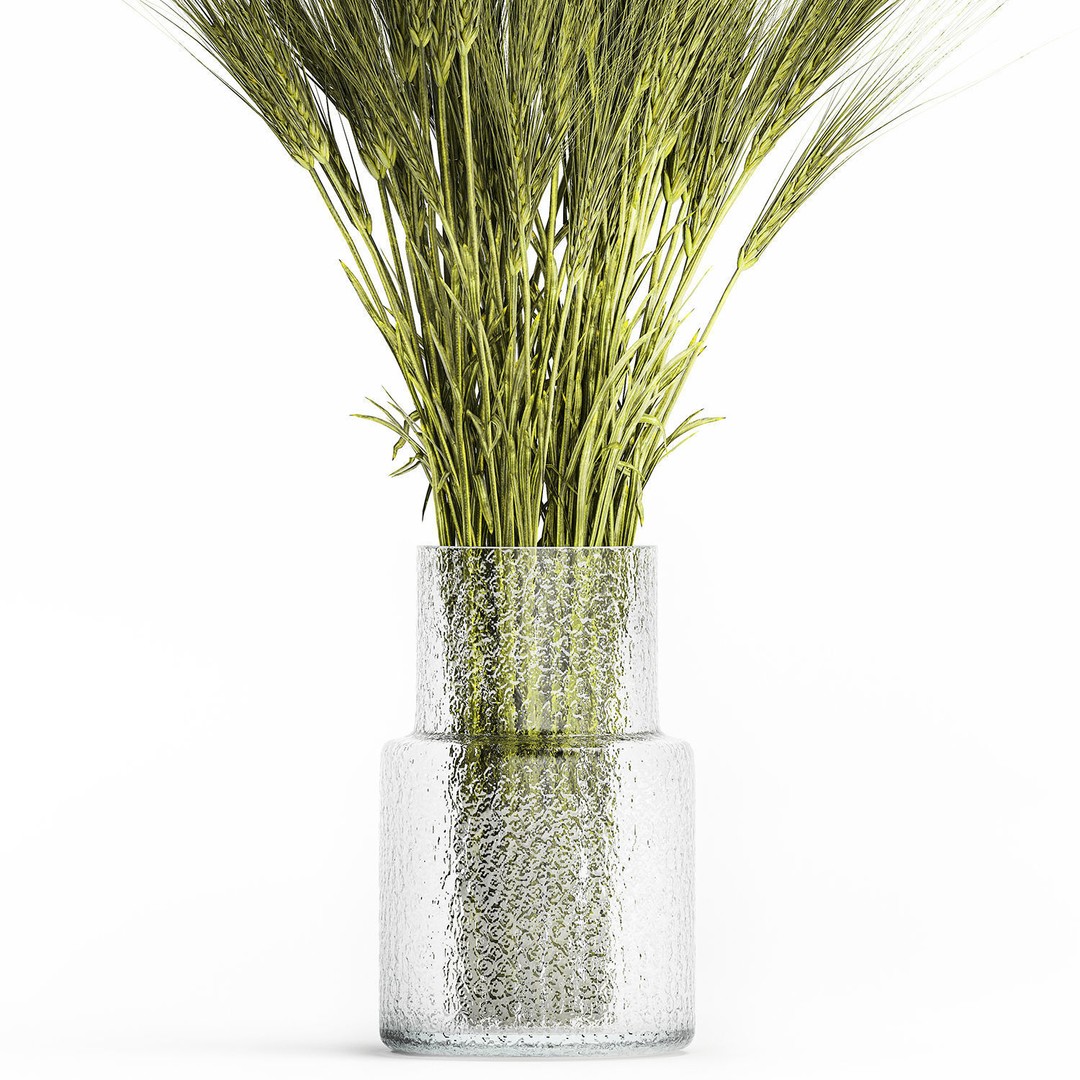 Bouquet of Wildflowers 3D Model – Modern Green Wheat Arrangement, FBX - View 11