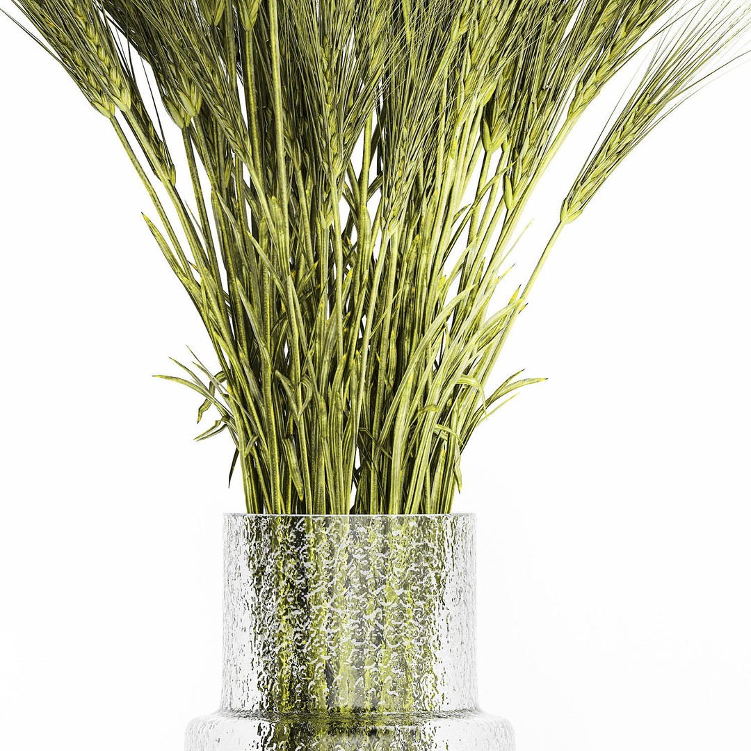 Bouquet of Wildflowers 3D Model – Modern Green Wheat Arrangement, FBX - View 13