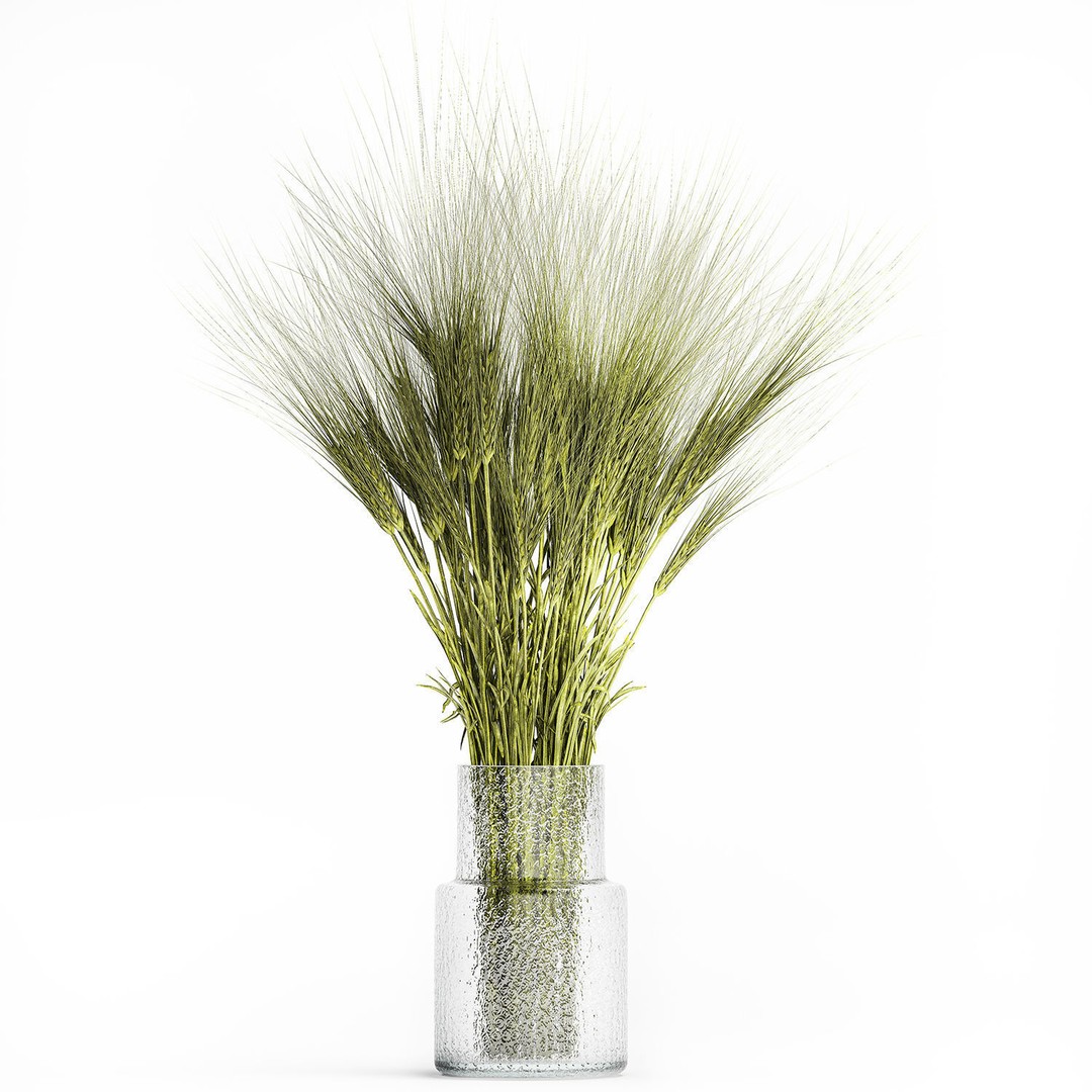 Bouquet of Wildflowers 3D Model – Modern Green Wheat Arrangement, FBX - View 9