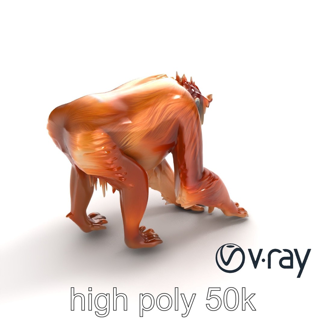 Orangutan 3D Model – Low Poly Explorer Pack, FBX, Game Ready - View 12