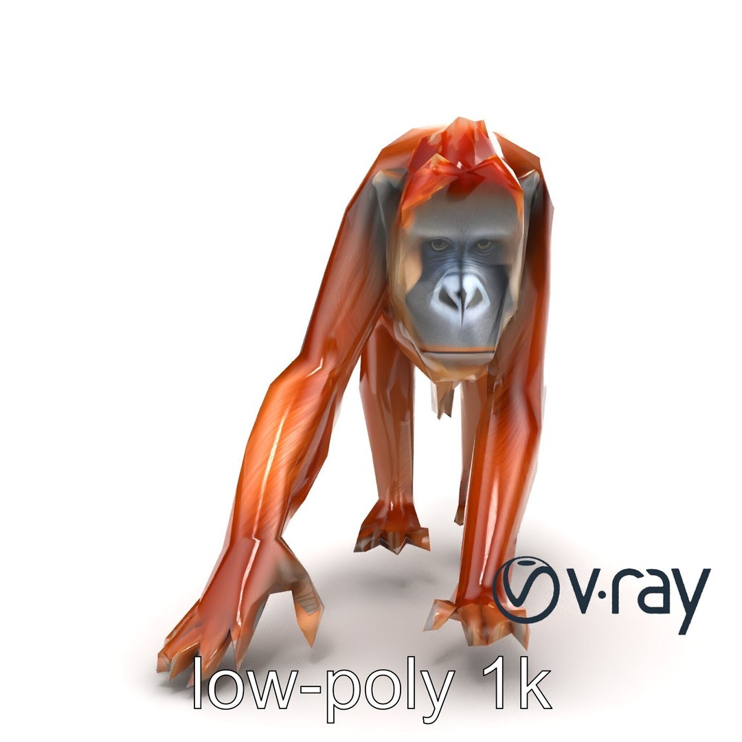 Orangutan 3D Model – Low Poly Explorer Pack, FBX, Game Ready - View 25