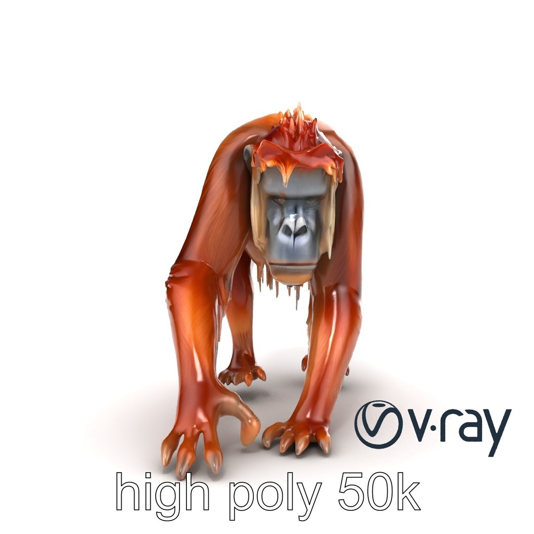 Orangutan 3D Model – Low Poly Explorer Pack, FBX, Game Ready - View 28
