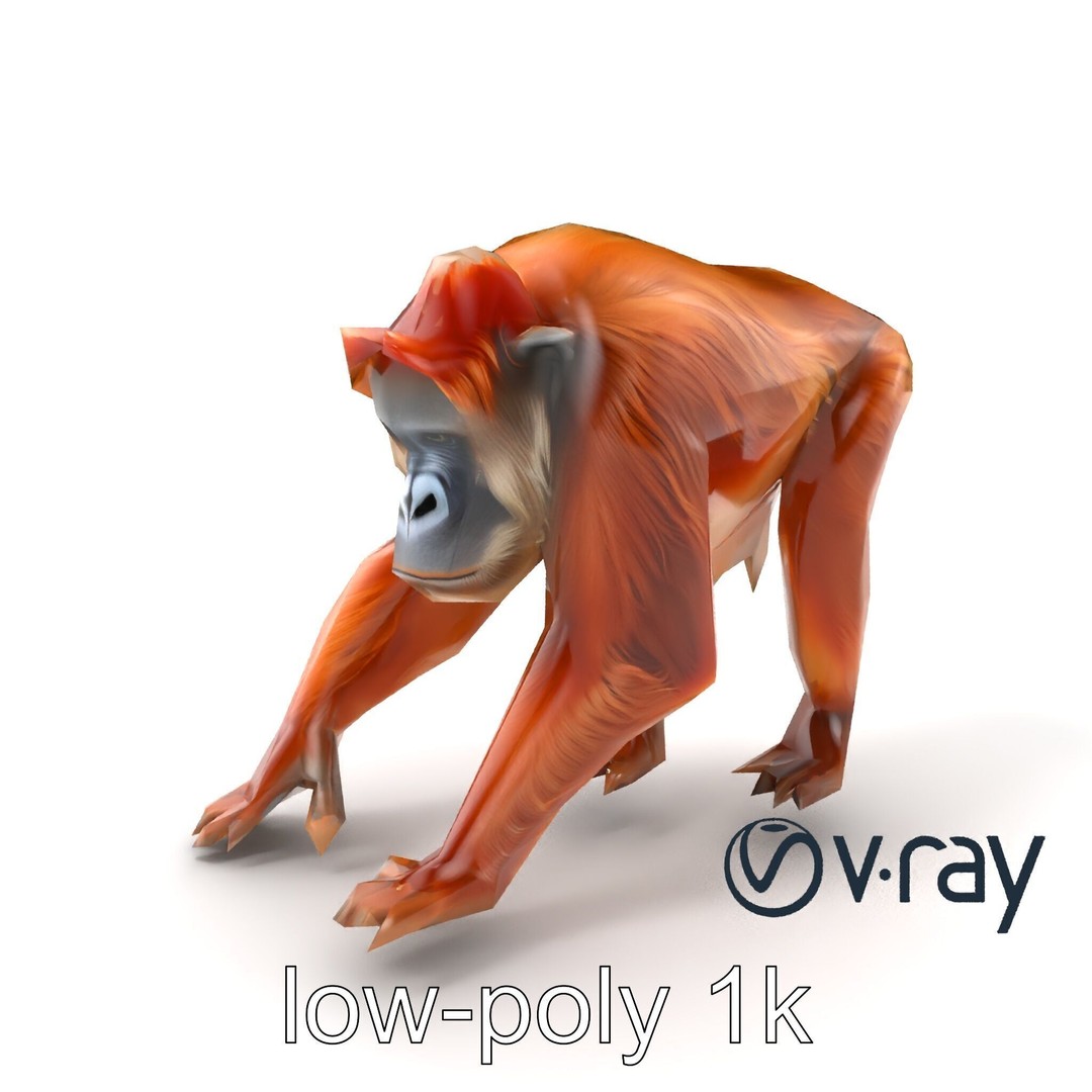 Orangutan 3D Model – Low Poly Explorer Pack, FBX, Game Ready - View 3