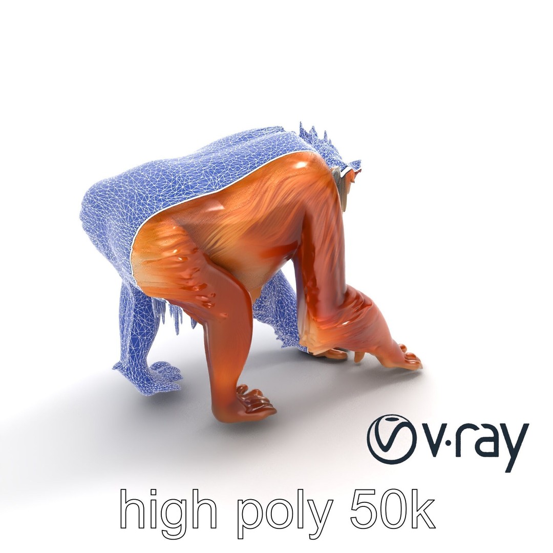 Orangutan 3D Model – Low Poly Explorer Pack, FBX, Game Ready - View 31
