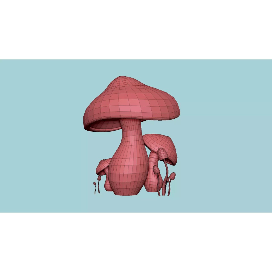 Fantasy Mushroom 3D Model – Low Poly Scene Backdrop, FBX - View 12