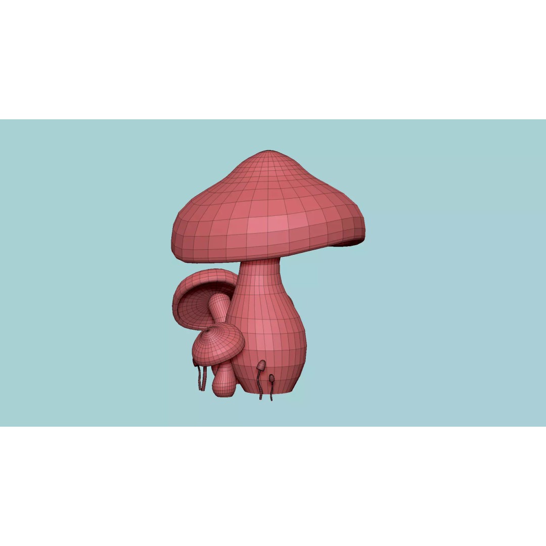 Fantasy Mushroom 3D Model – Low Poly Scene Backdrop, FBX - View 13