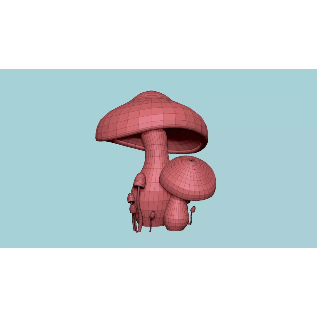 Fantasy Mushroom 3D Model – Low Poly Scene Backdrop, FBX - View 15