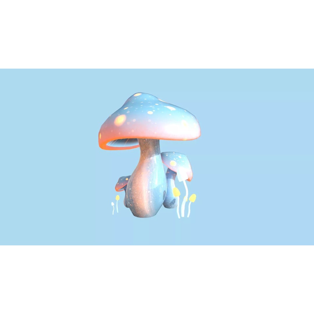 Fantasy Mushroom 3D Model – Low Poly Scene Backdrop, FBX - View 2