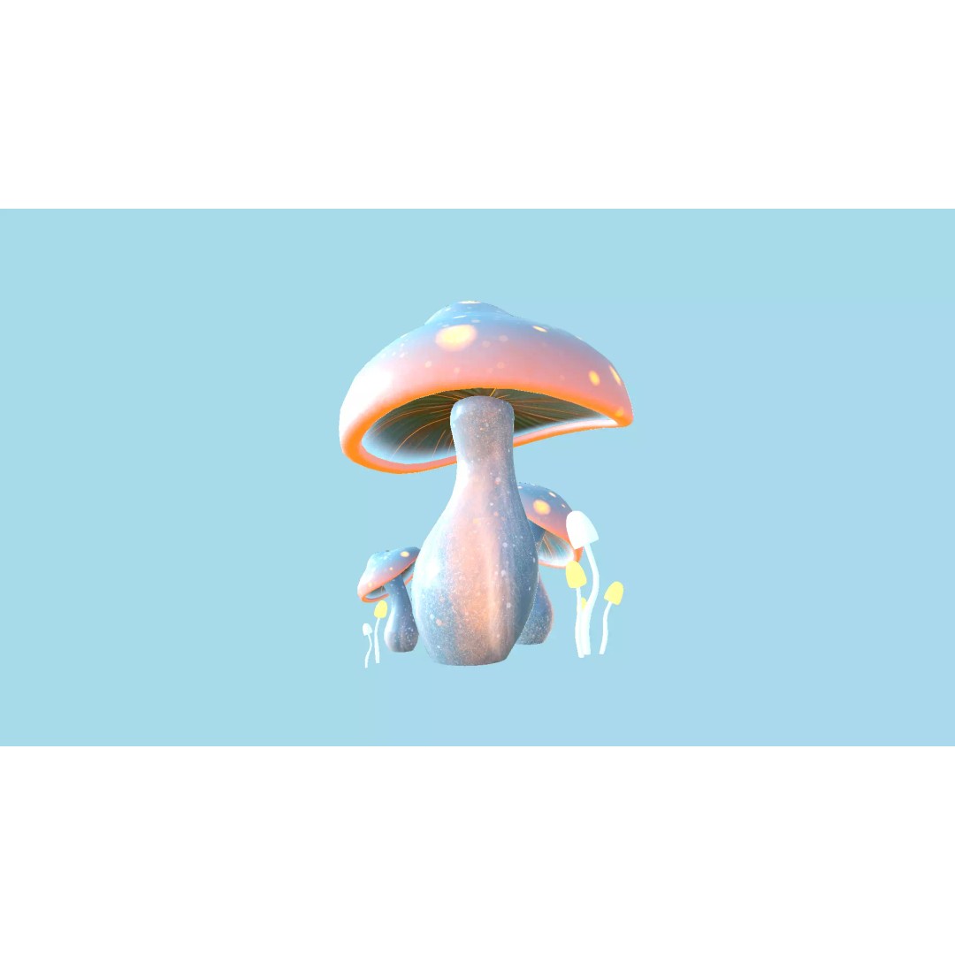 Fantasy Mushroom 3D Model – Low Poly Scene Backdrop, FBX - View 4