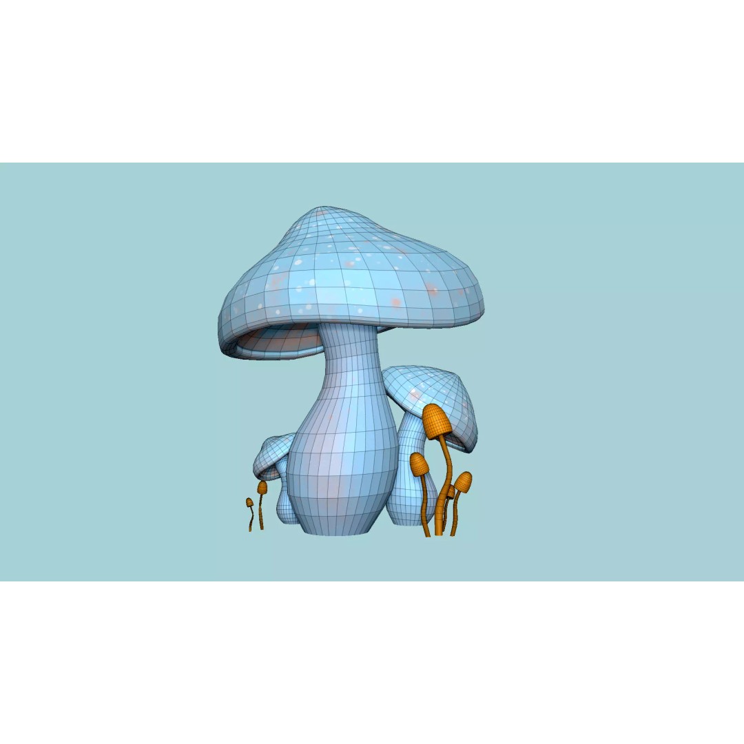 Fantasy Mushroom 3D Model – Low Poly Scene Backdrop, FBX - View 7