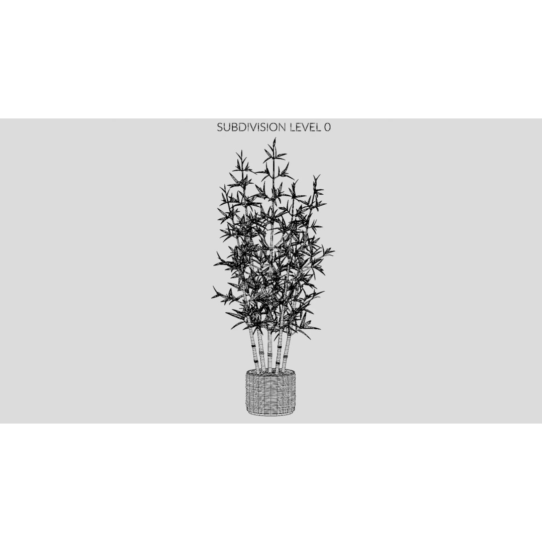 Bamboo Plant 3D Model – Low-Poly Potted Decoration, Blender - View 13