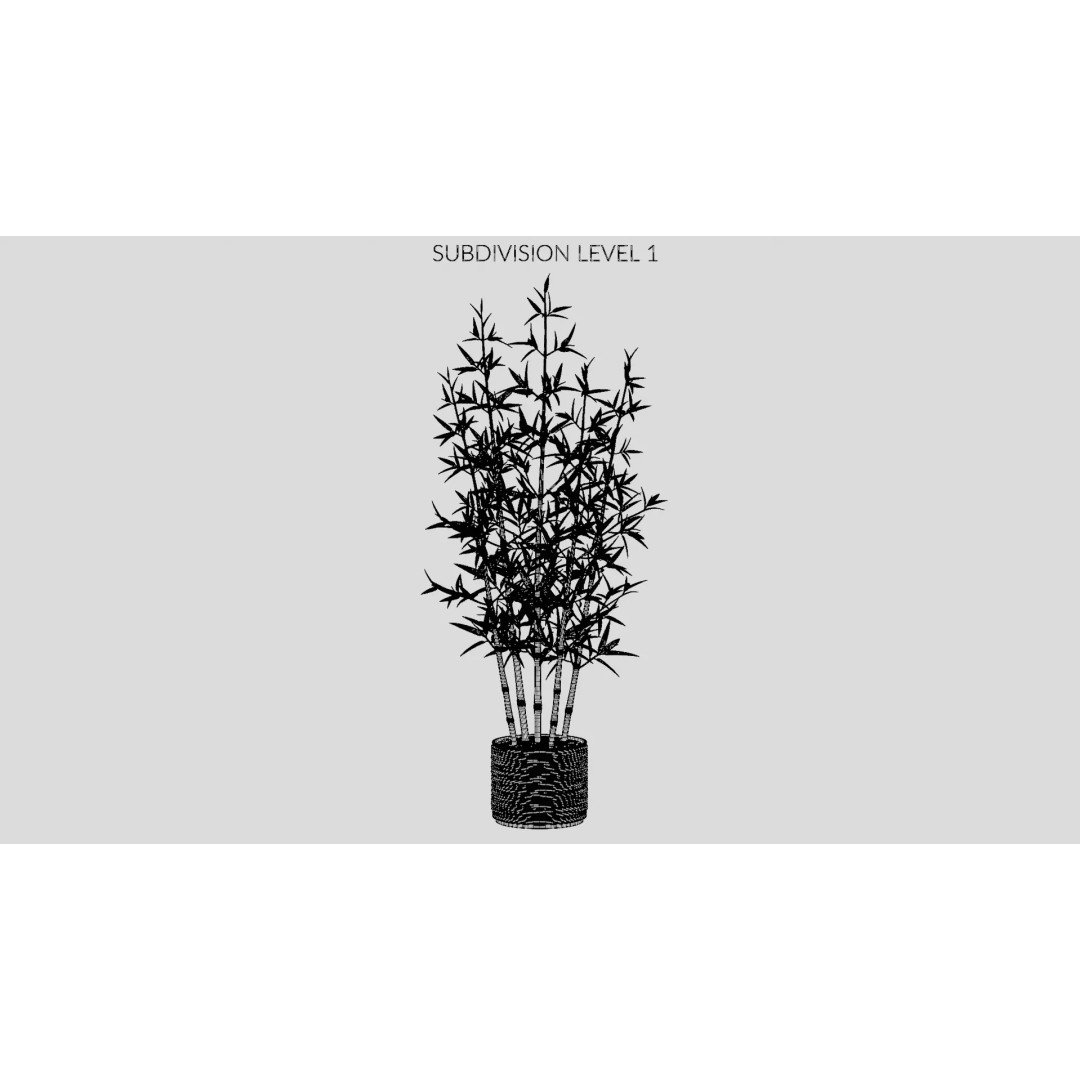 Bamboo Plant 3D Model – Low-Poly Potted Decoration, Blender - View 14