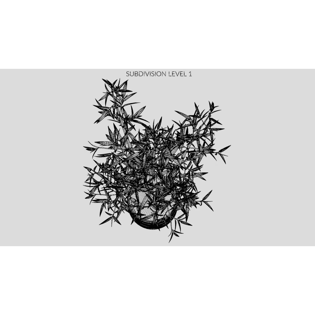Bamboo Plant 3D Model – Low-Poly Potted Decoration, Blender - View 16