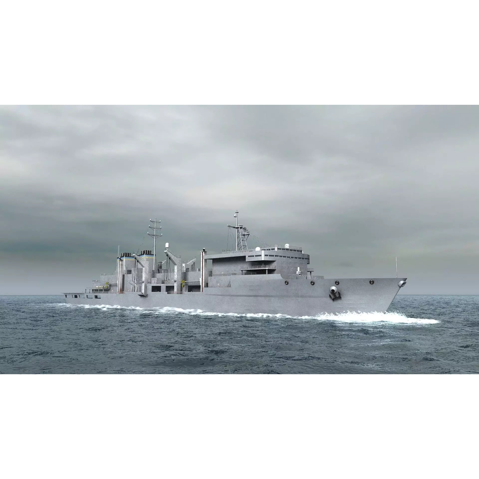USS Supply-Class Fast Combat Support - Low-Poly Game-Ready 3D Model - View 2