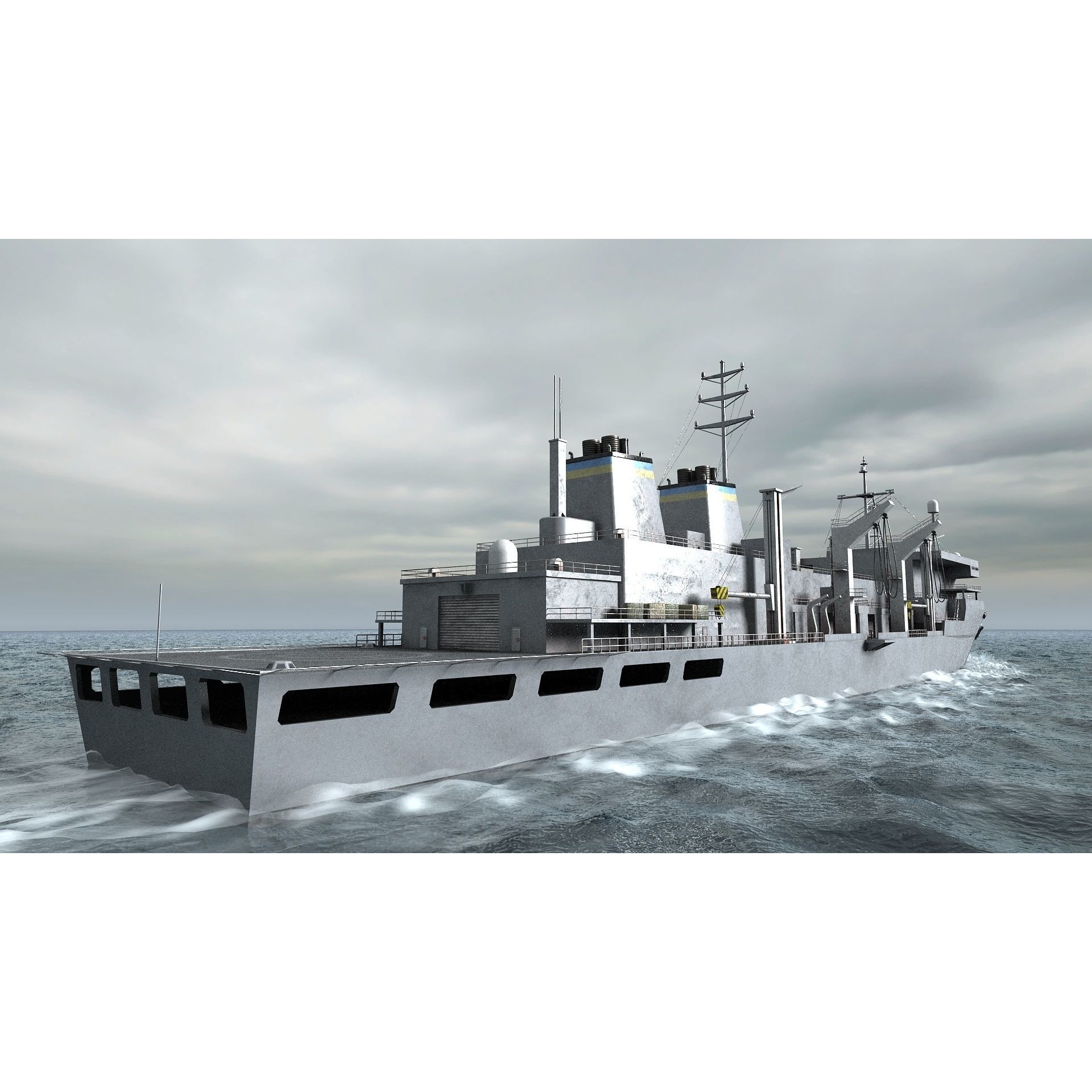 USS Supply-Class Fast Combat Support - Low-Poly Game-Ready 3D Model - View 3
