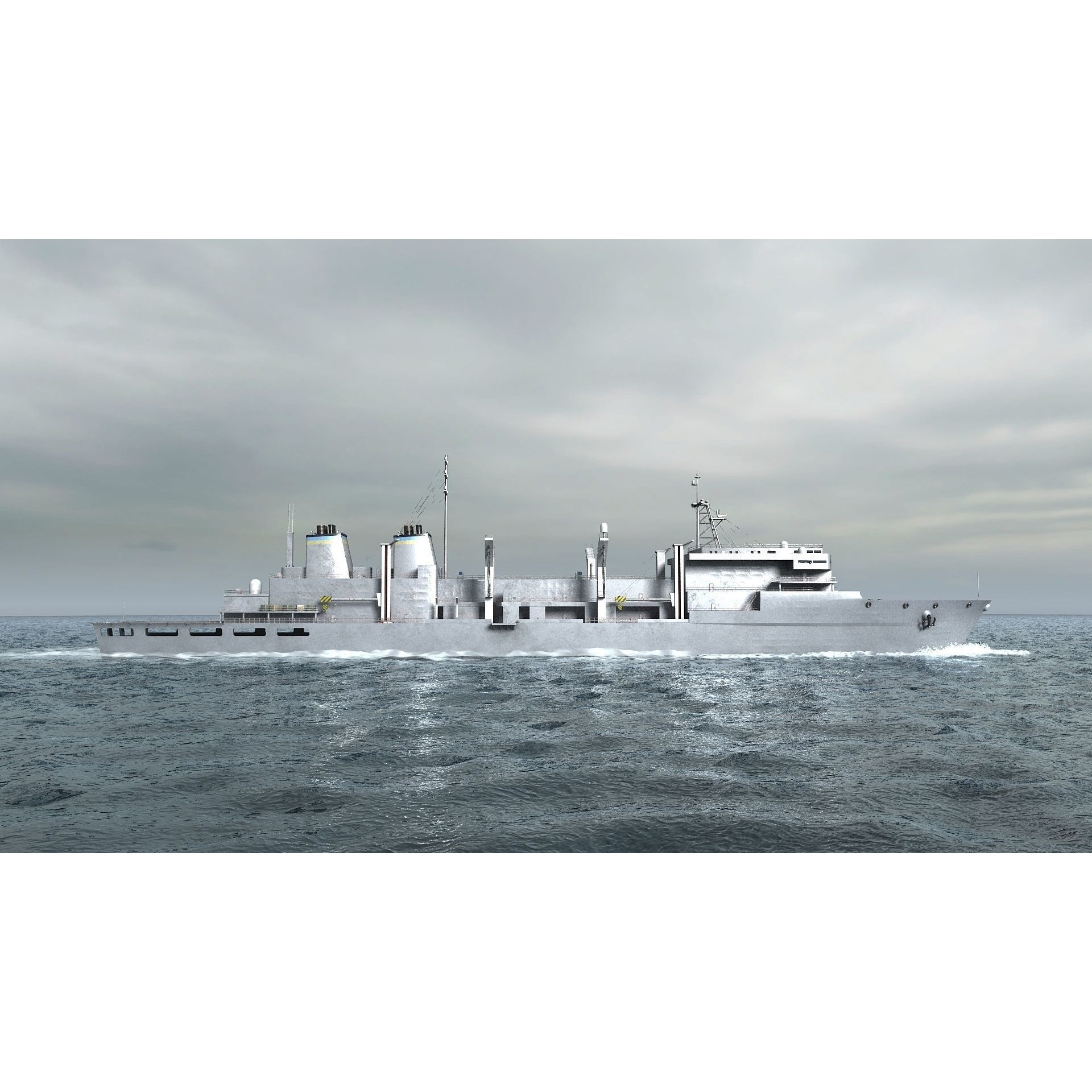 USS Supply-Class Fast Combat Support - Low-Poly Game-Ready 3D Model - View 4