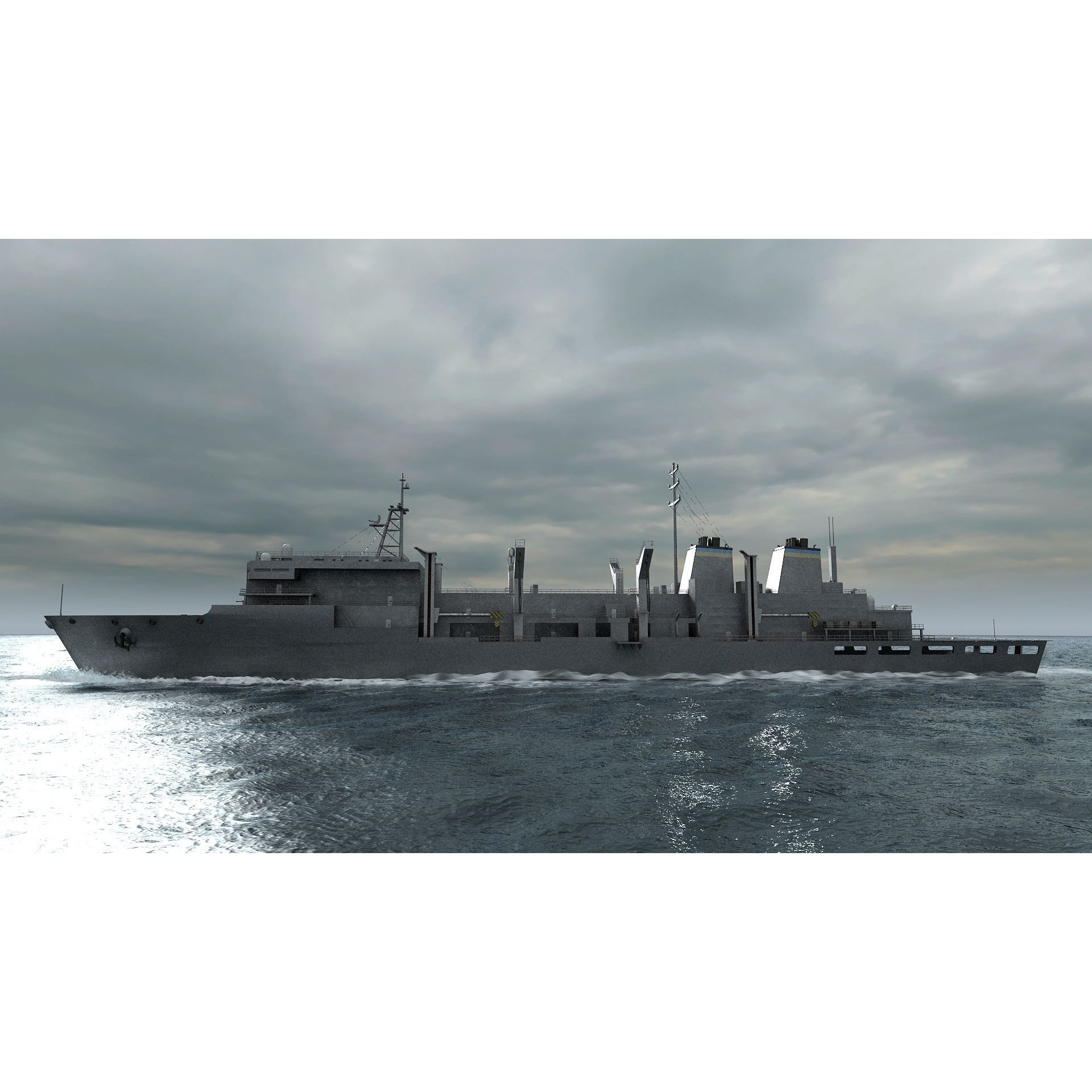 USS Supply-Class Fast Combat Support - Low-Poly Game-Ready 3D Model - View 5