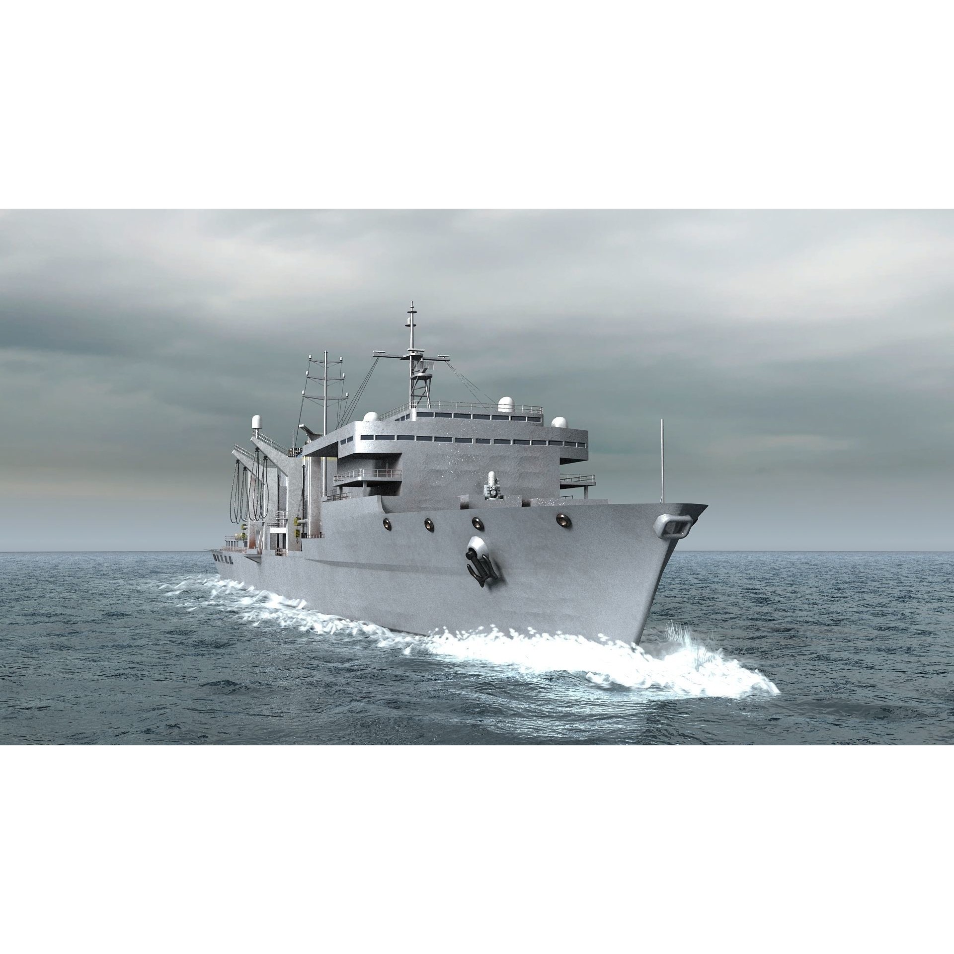 USS Supply-Class Fast Combat Support - Low-Poly Game-Ready 3D Model - View 6