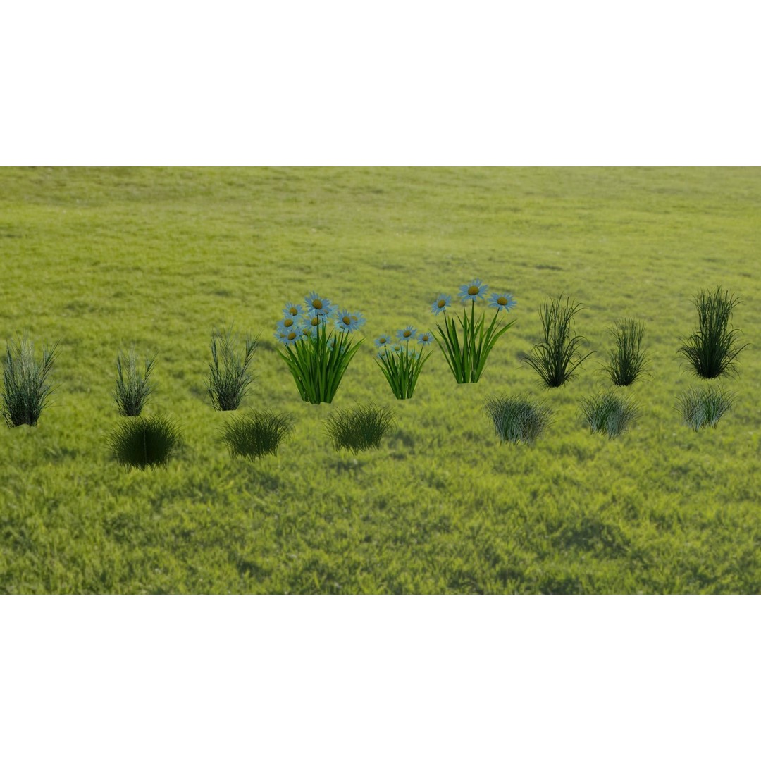 Low-Poly Grass 3D Model – Low Poly Collection with Textures, Game Ready - View 10