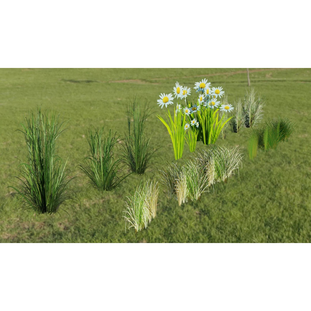 Low-Poly Grass 3D Model – Low Poly Collection with Textures, Game Ready - View 2