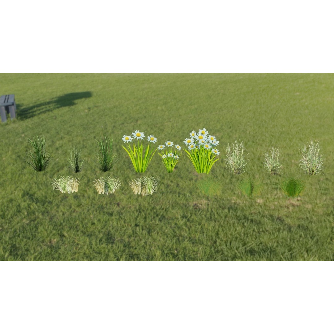 Low-Poly Grass 3D Model – Low Poly Collection with Textures, Game Ready - View 4