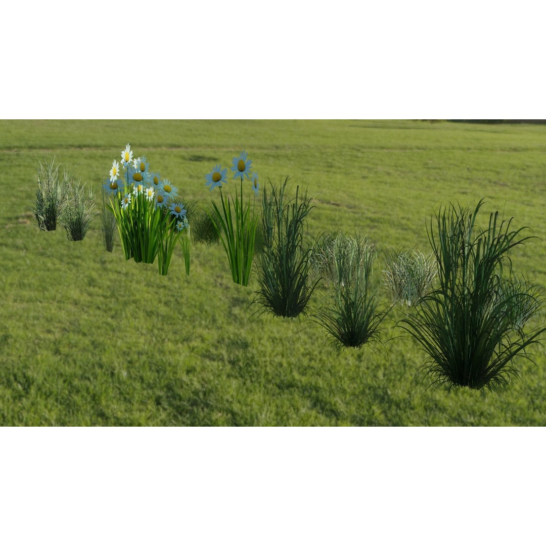 Low-Poly Grass 3D Model – Low Poly Collection with Textures, Game Ready - View 5