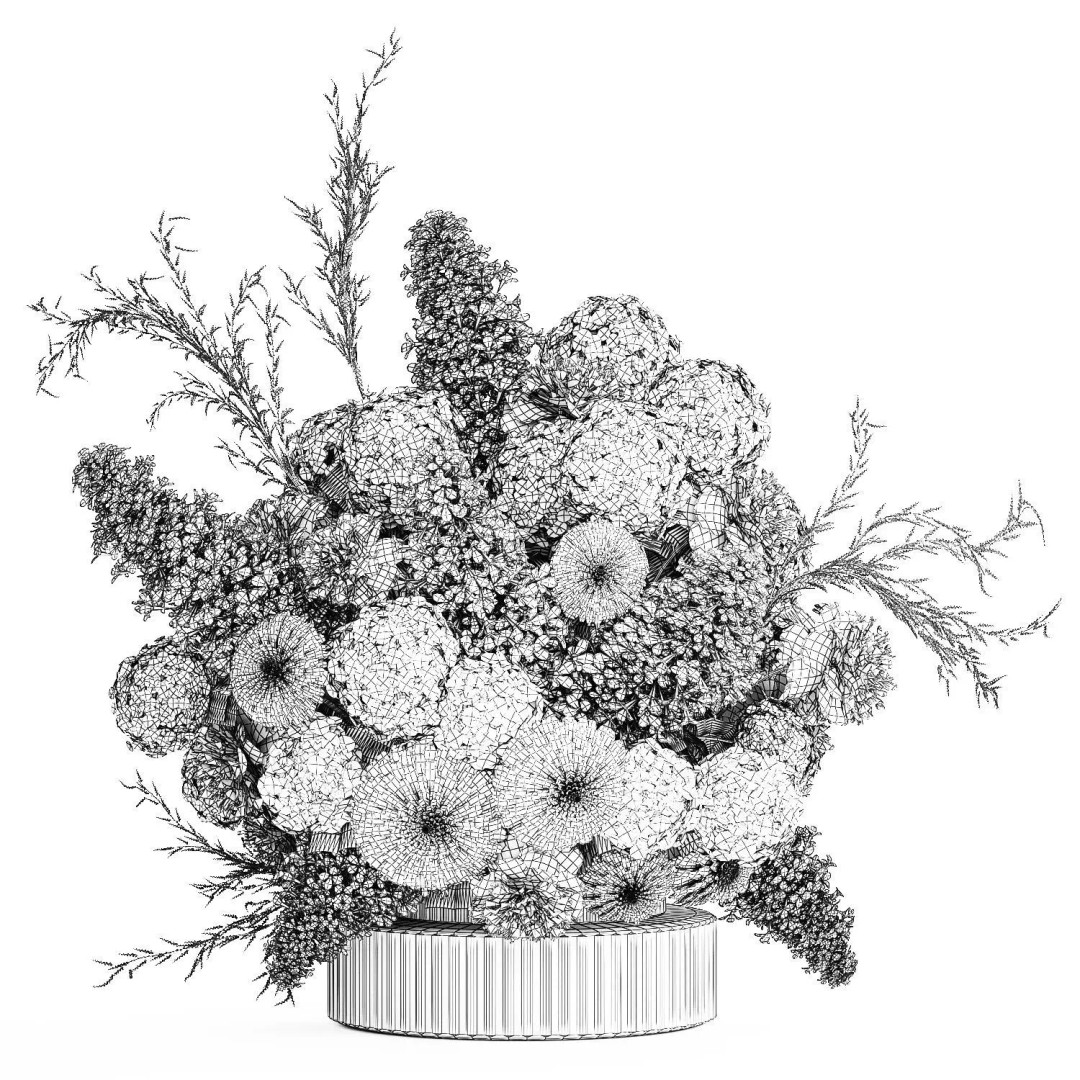Large White Flower Bouquet 3D Model – Realistic Wedding Decor, FBX