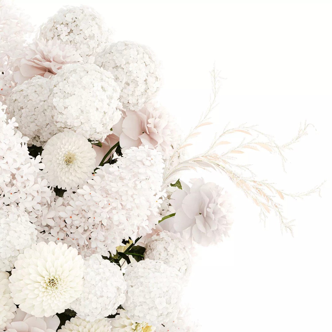 Large White Flower Bouquet 3D Model – Realistic Wedding Decor, FBX - View 10