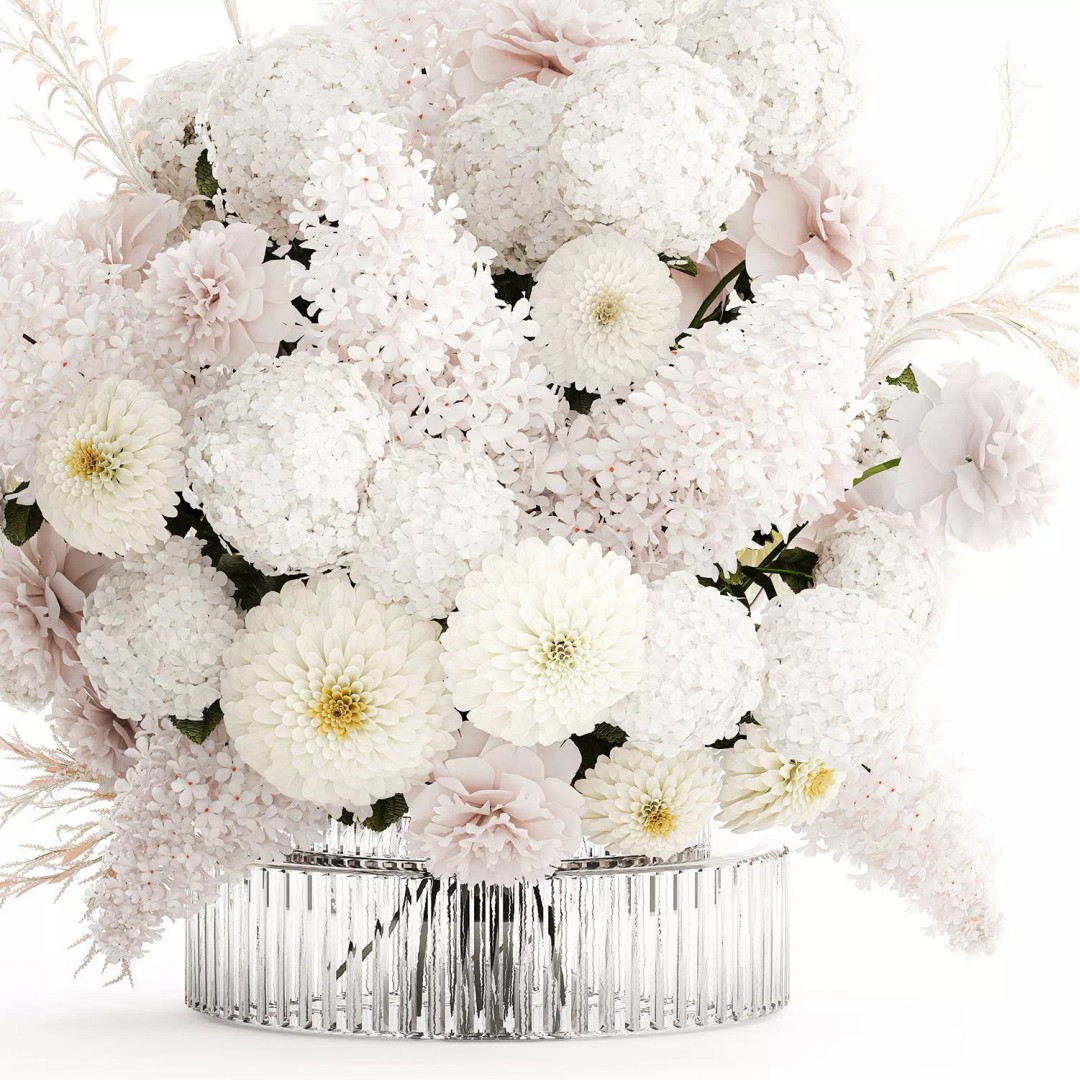Large White Flower Bouquet 3D Model – Realistic Wedding Decor, FBX - View 12