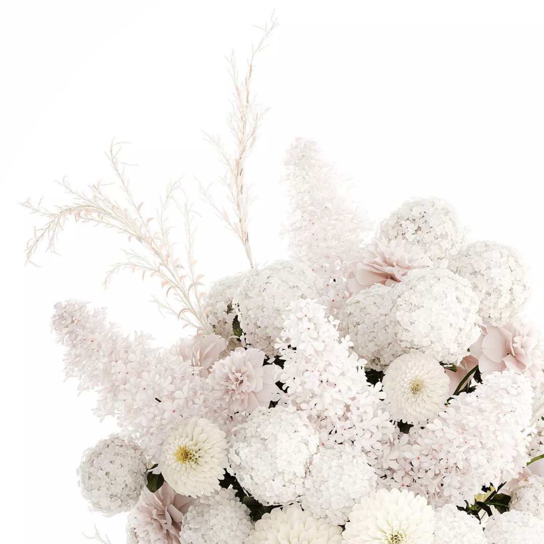Large White Flower Bouquet 3D Model – Realistic Wedding Decor, FBX - View 13