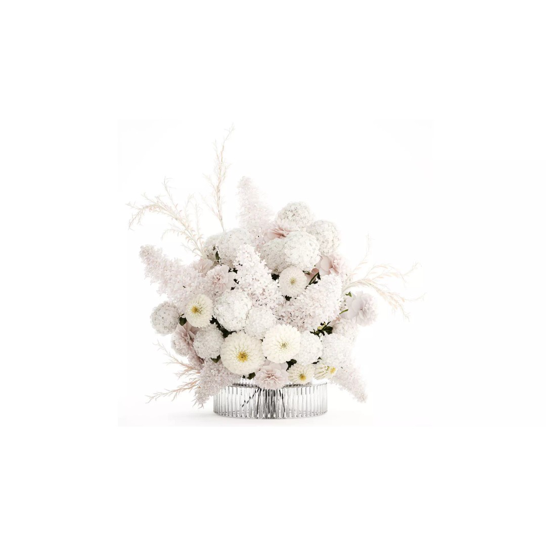Large White Flower Bouquet 3D Model – Realistic Wedding Decor, FBX - View 2