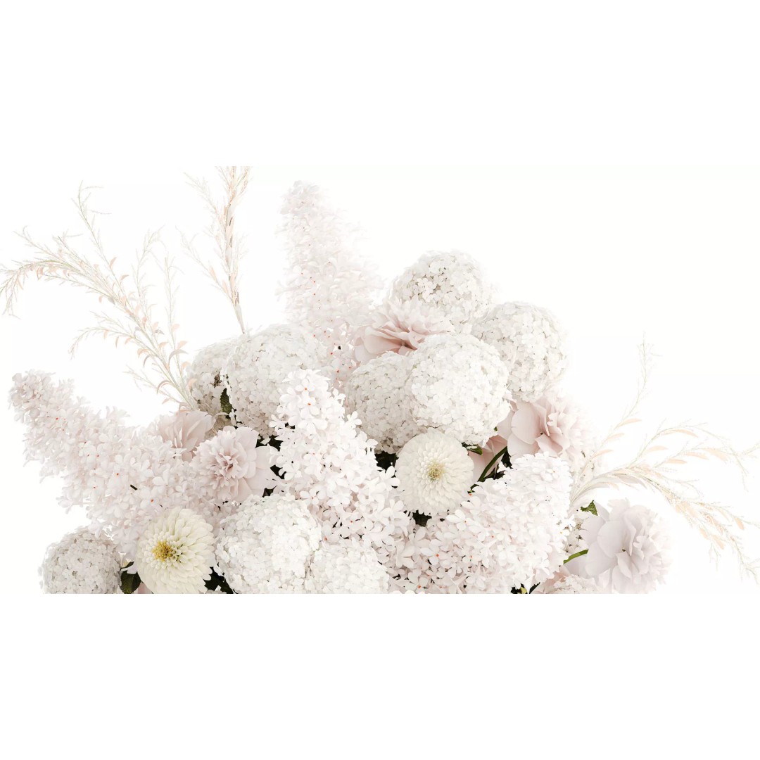 Large White Flower Bouquet 3D Model – Realistic Wedding Decor, FBX - View 3