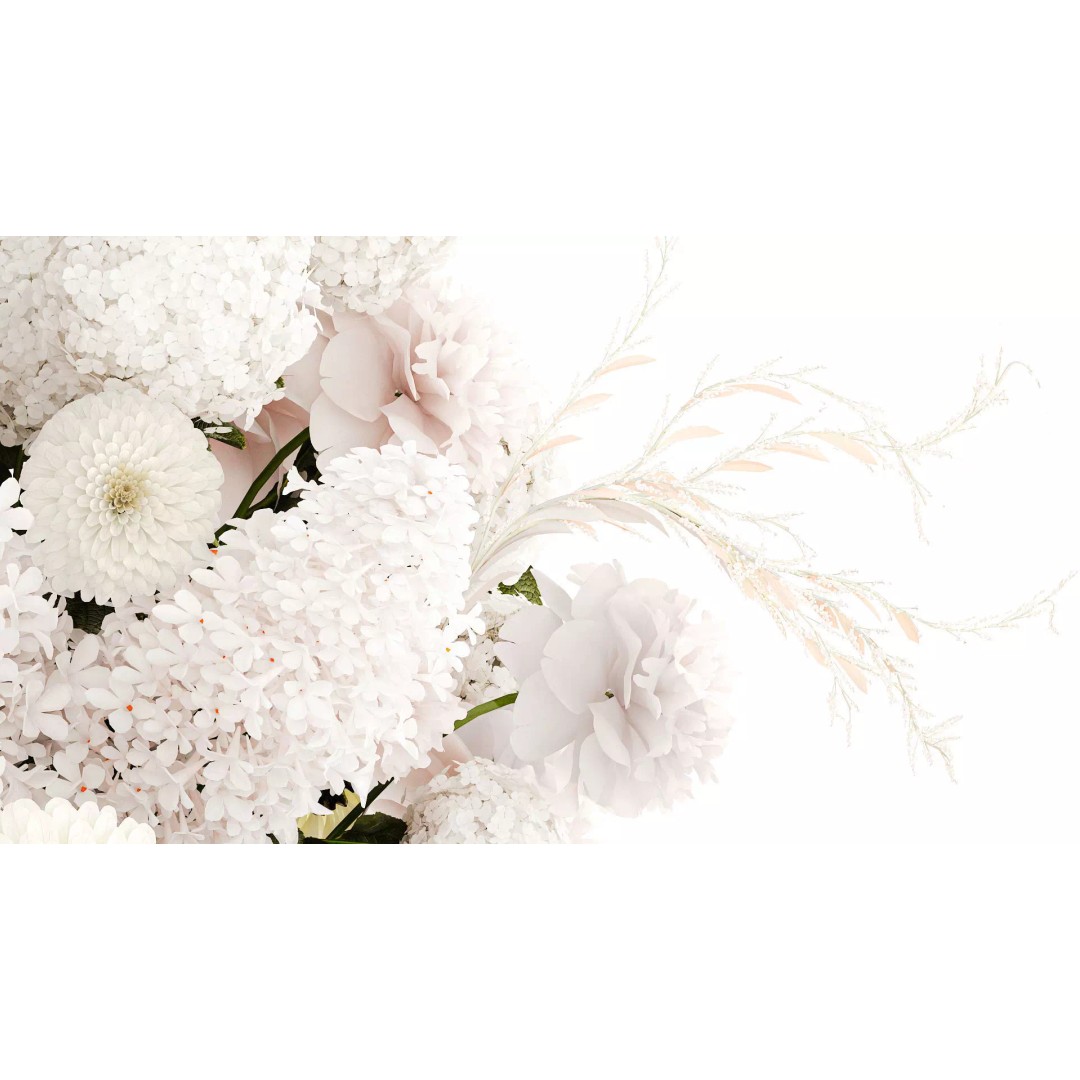 Large White Flower Bouquet 3D Model – Realistic Wedding Decor, FBX - View 6