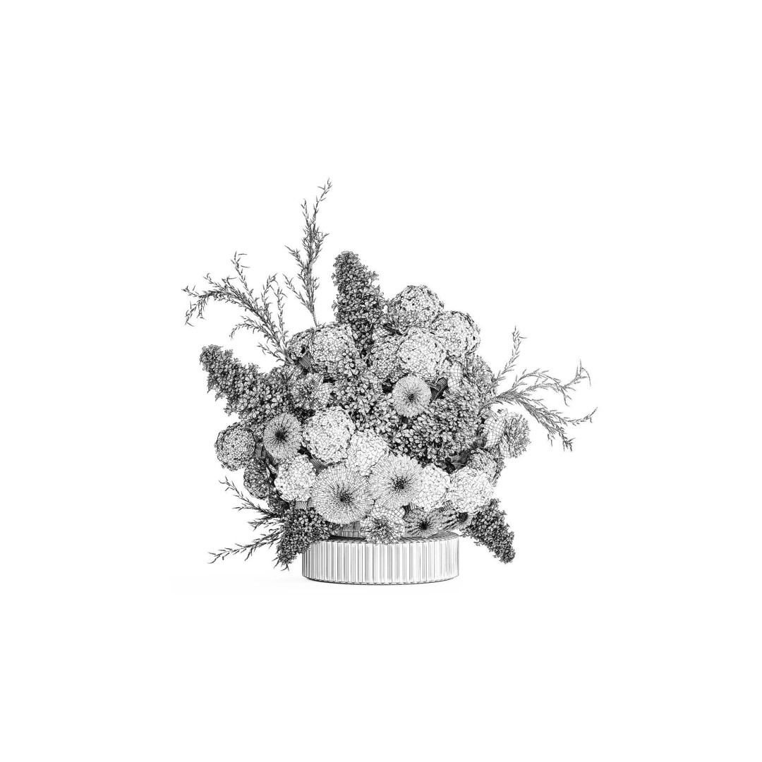 Large White Flower Bouquet 3D Model – Realistic Wedding Decor, FBX - View 8