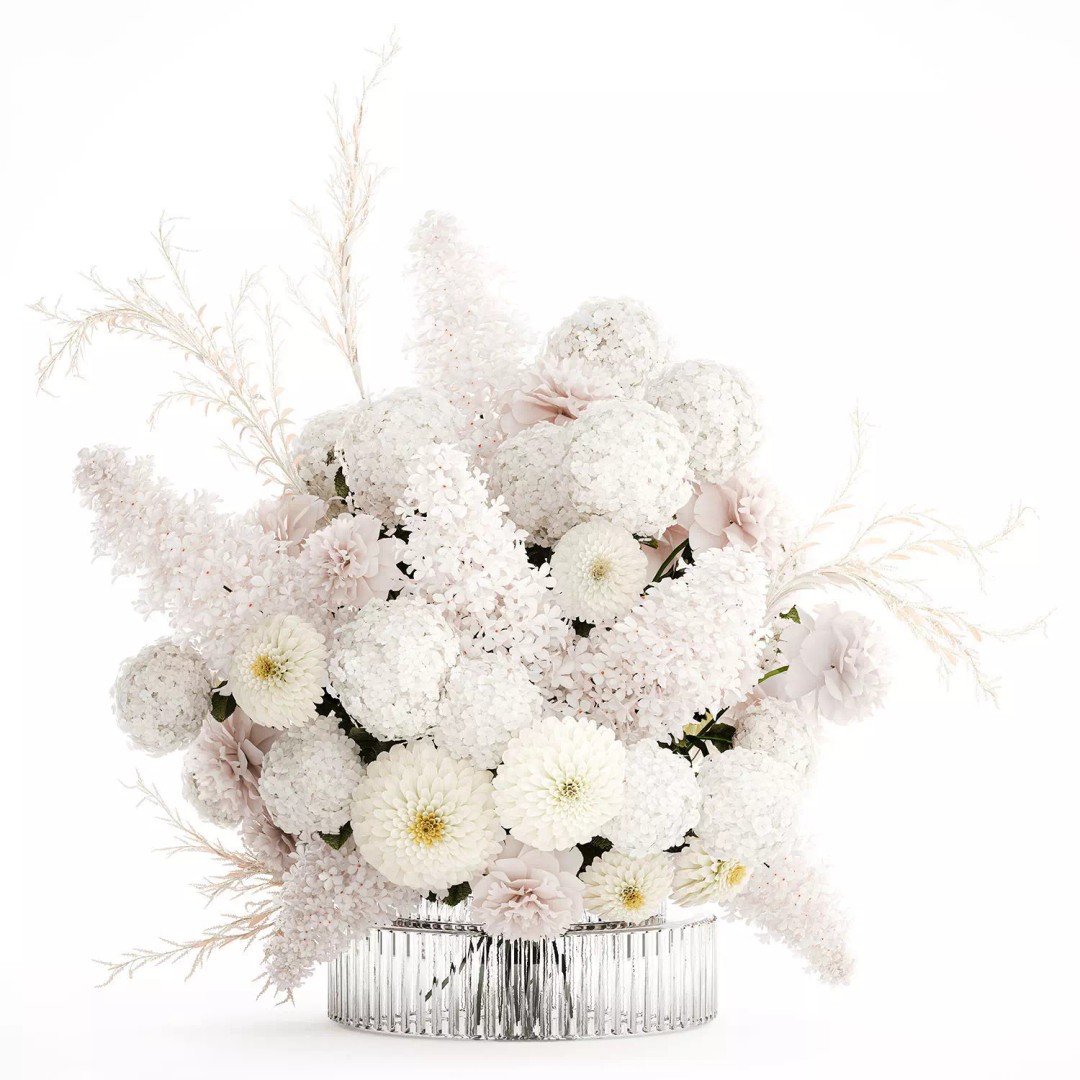 Large White Flower Bouquet 3D Model – Realistic Wedding Decor, FBX - View 9