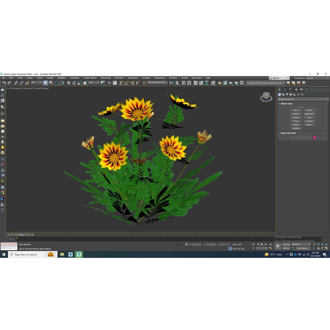 Gazania Rigens Daybreak Yellow 3D Model – Low Poly Game Asset, FBX - View 8