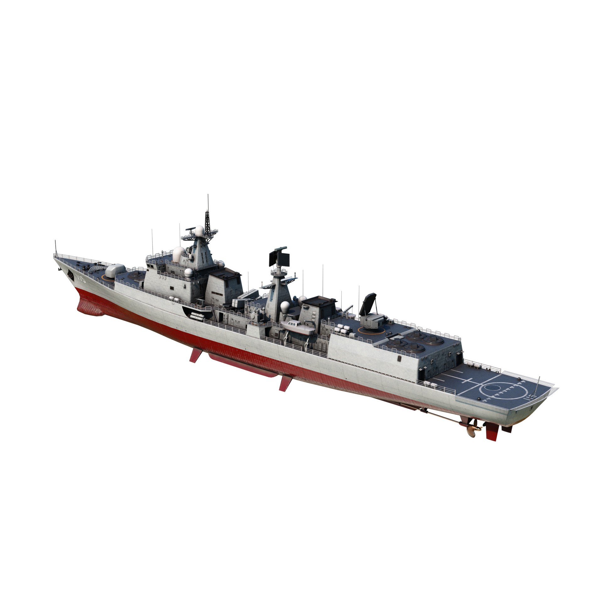 Chinese Navy Type 051C Destroyer - Low-Poly Game-Ready 3D Model - View 4