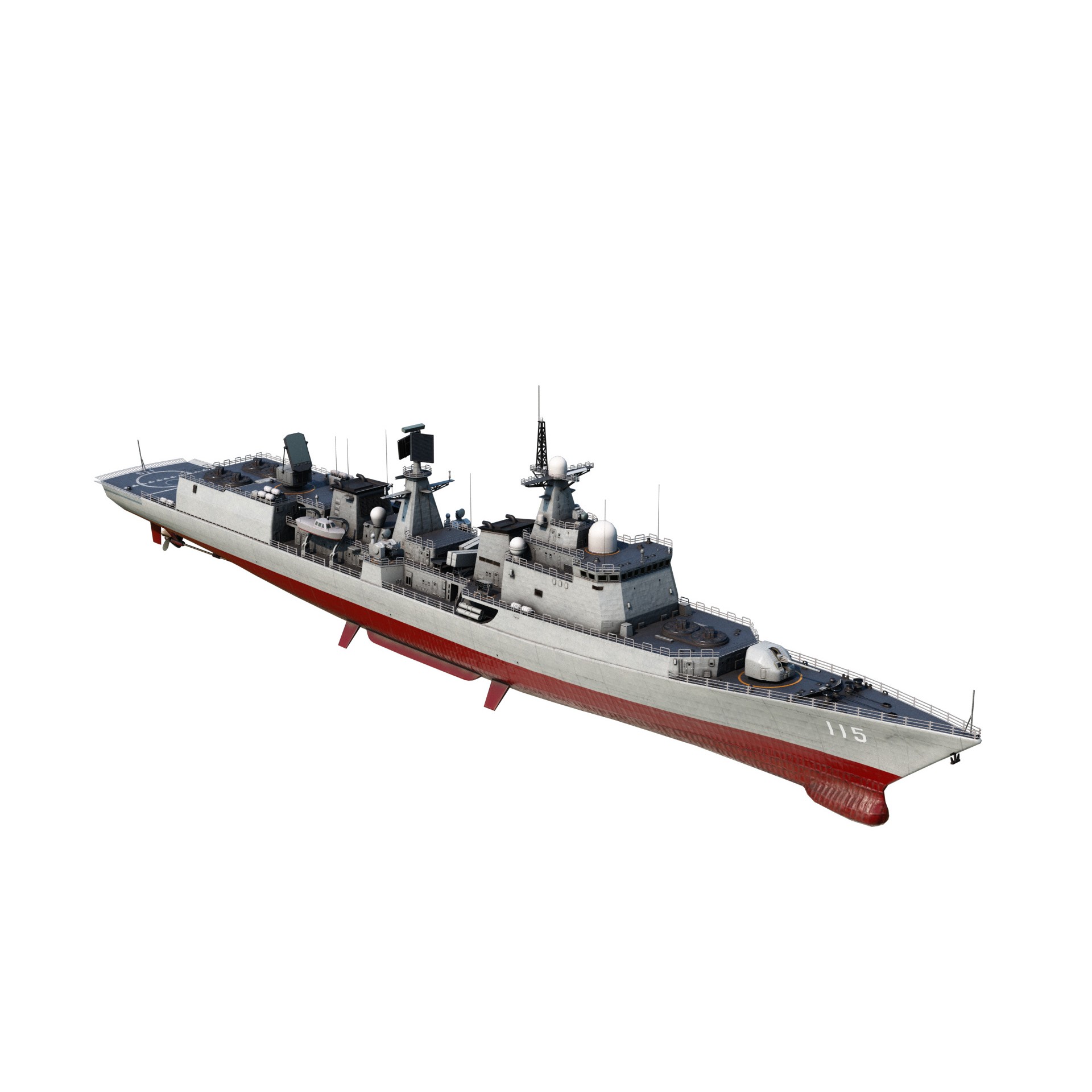 Chinese Navy Type 051C Destroyer - Low-Poly Game-Ready 3D Model - View 6