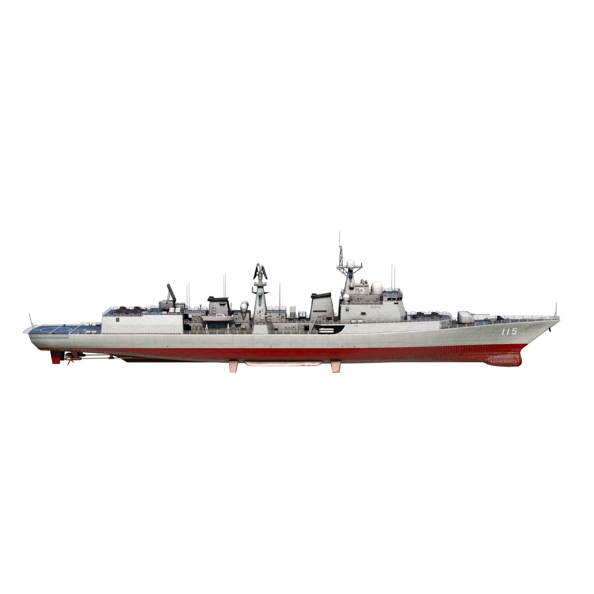 Chinese Navy Type 051C Destroyer - Low-Poly Game-Ready 3D Model - View 7