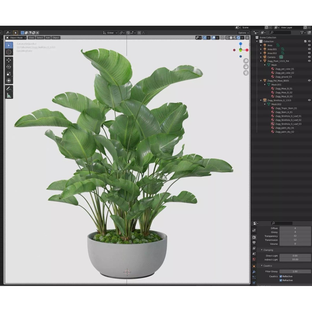 Plant 1315 3D Model – High-Quality PBR Pot Plant for Archviz - View 7