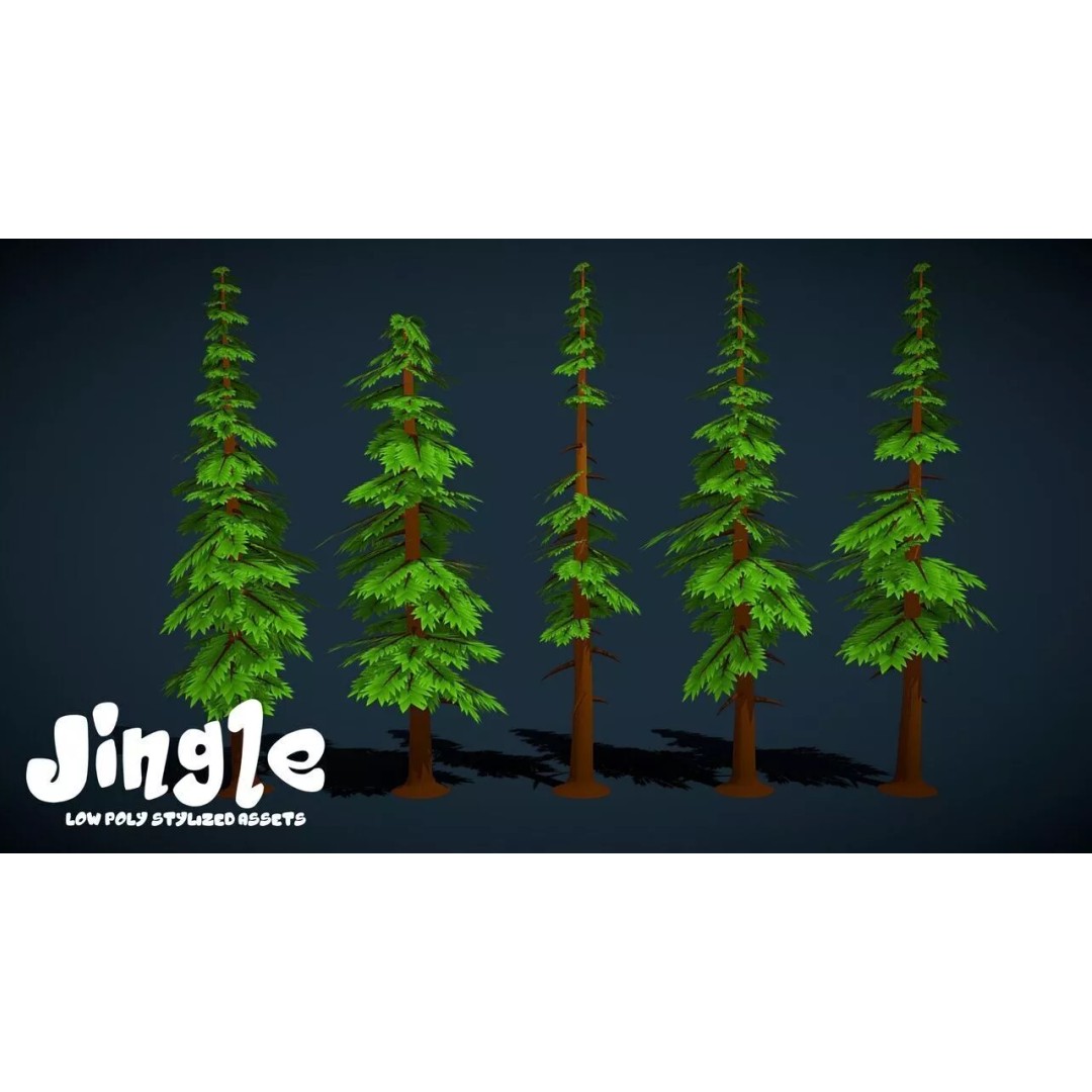 Pine Tree 3D Model – Low Poly Stylized Nature Asset Pack, FBX - View 8