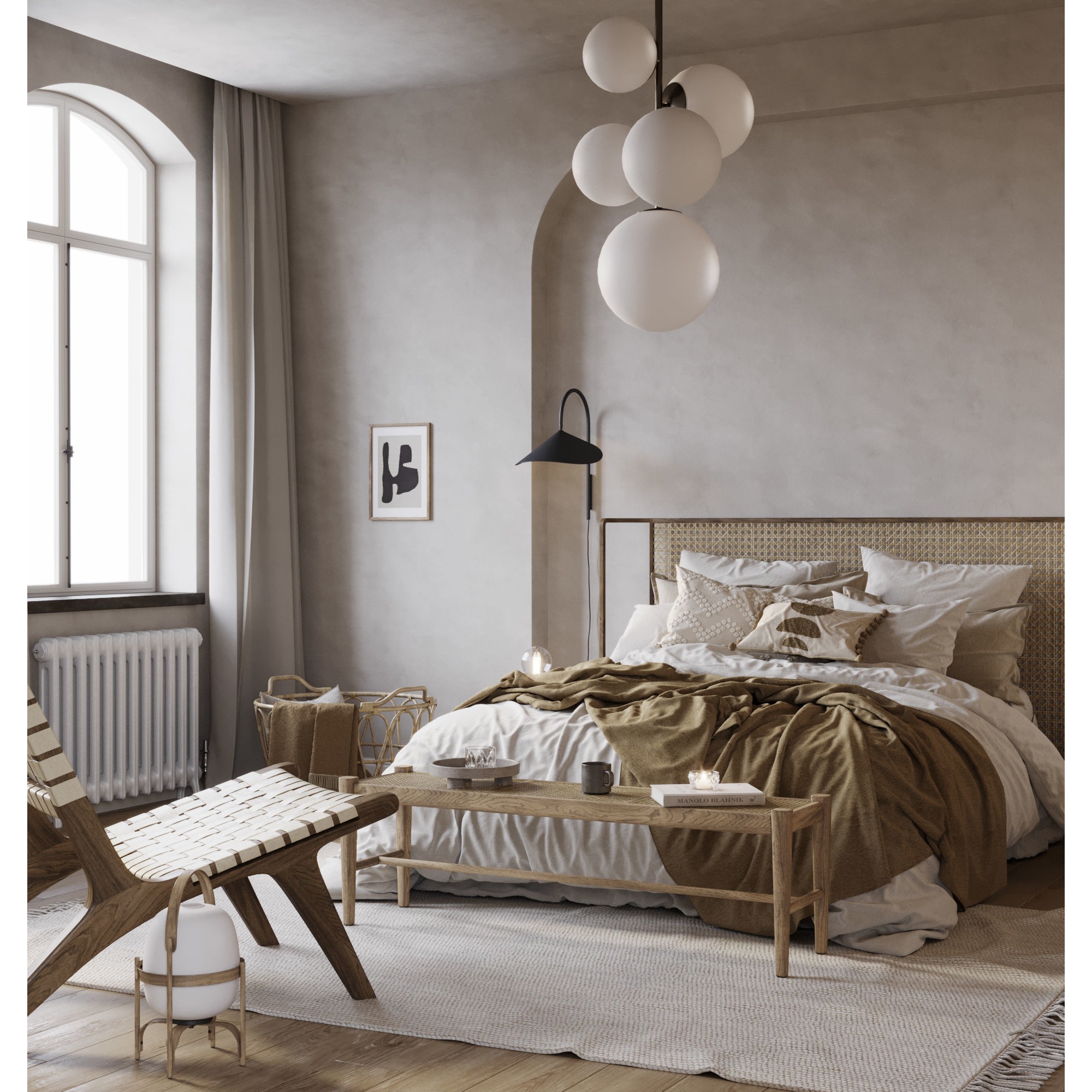 Fully Furnished Bedroom - Interior Scene 3D Model - View 13